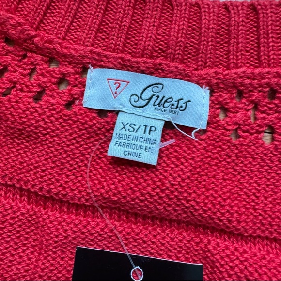 Guess Red Hot Knit Sweater Norah Open Stitch Short Sleeve Boat neck XS NWT - Picture 5 of 7